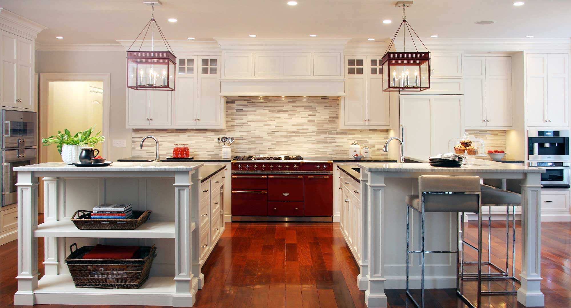 Full View of Kitchen with White Cabinets