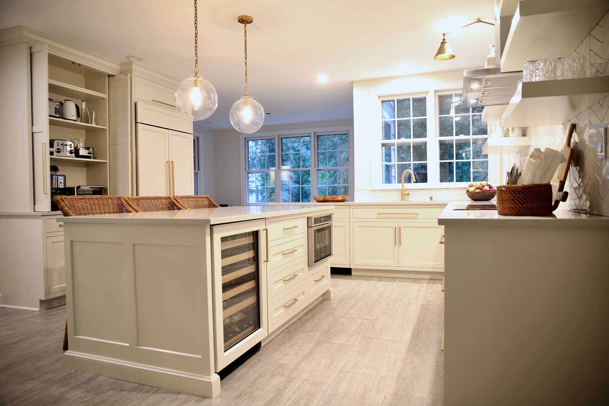Kitchen Island with White Cabinets