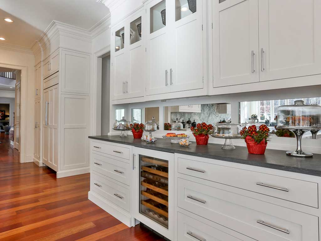 White Kitchen Cabinets and Wine Cooler